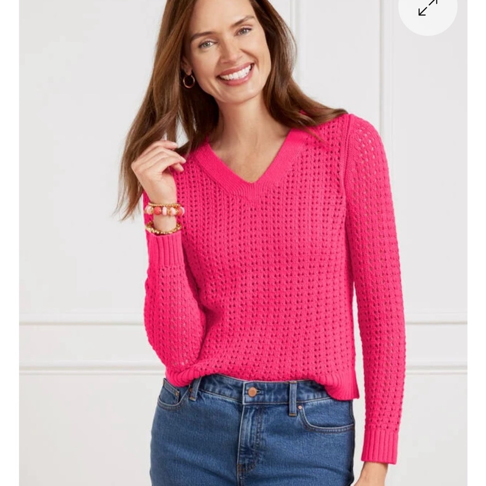 Talbots Bright Pink V-Neck Sweater